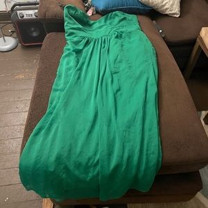 Long green formal dress.